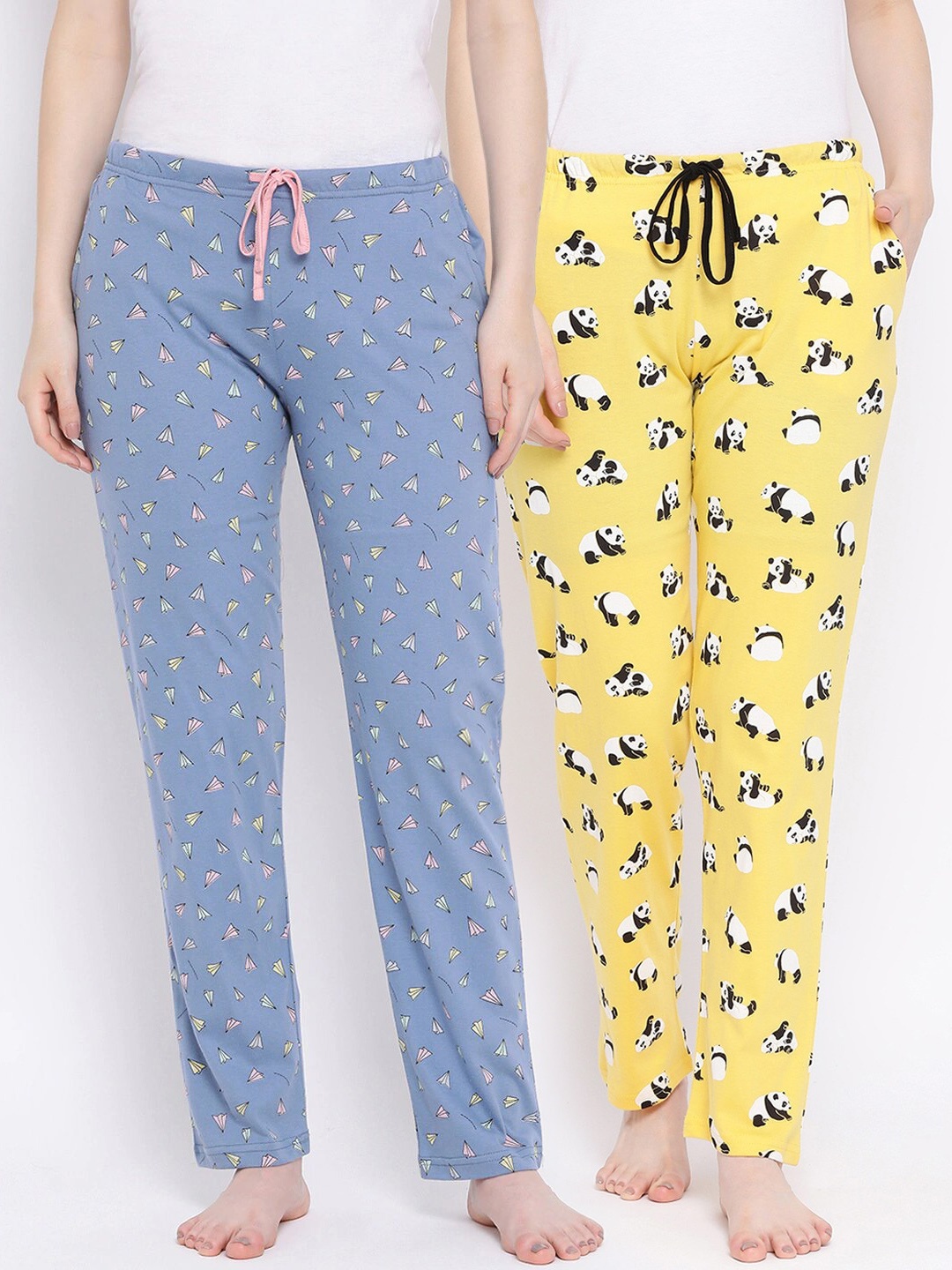 

Kanvin Women Pack Of 2 Printed Lounge Pants, Yellow