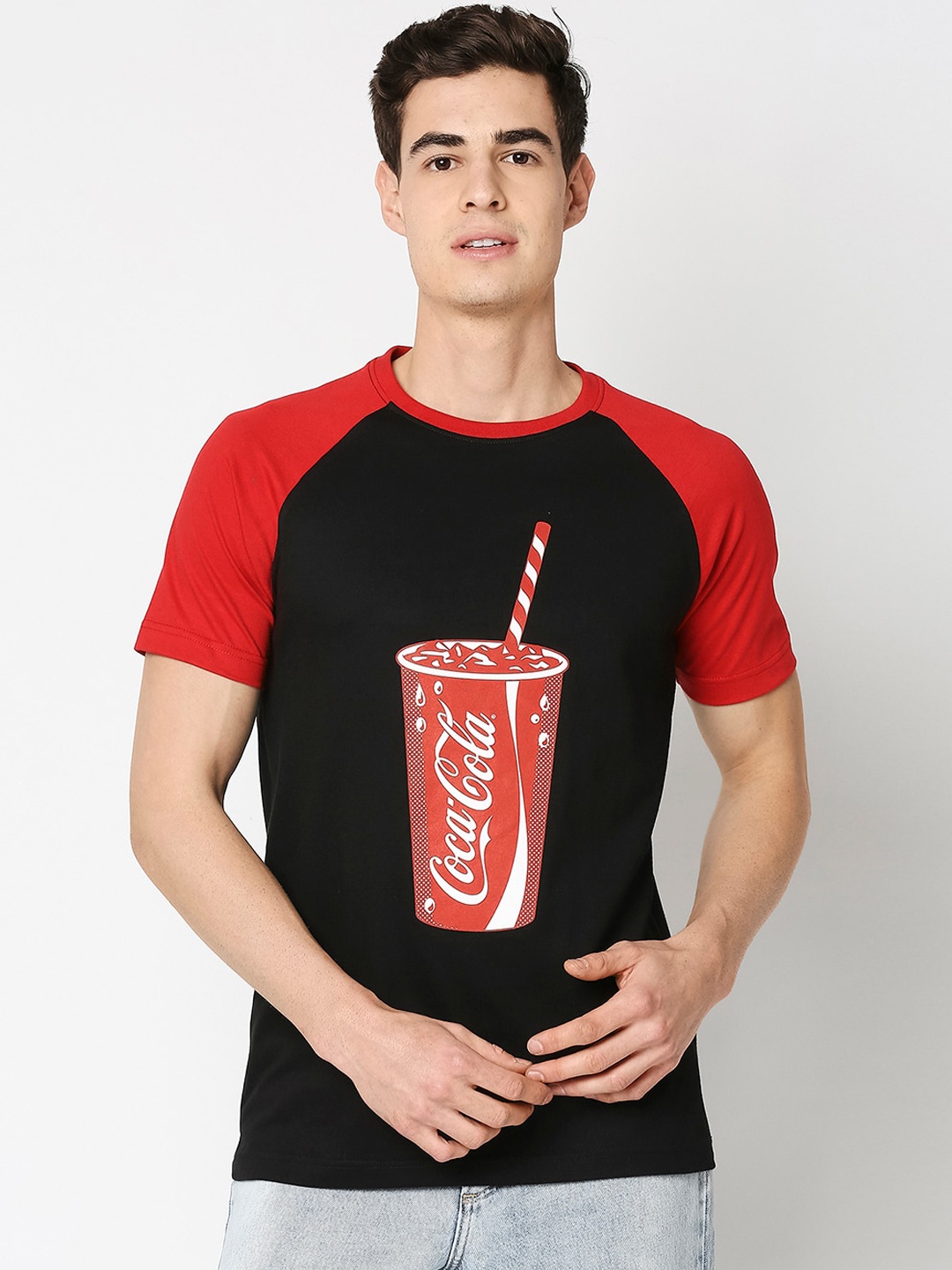 

Bewakoof Men Black Colourblocked Cotton Round Neck Pure Cotton T-shirt