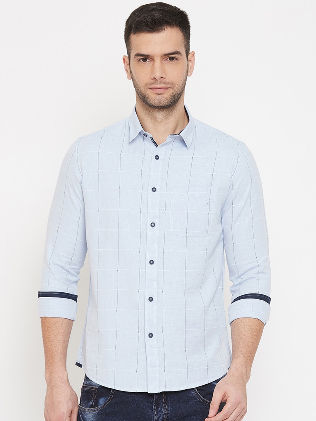

Octave Men Blue Regular Fit Checked Casual Shirt