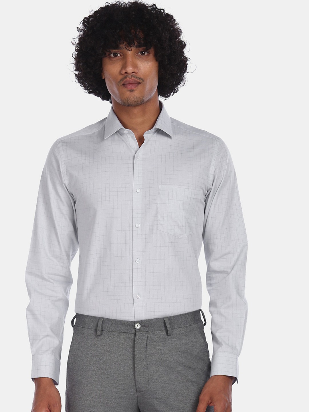 

Arrow Men Grey Regular Fit Checked Formal Shirt