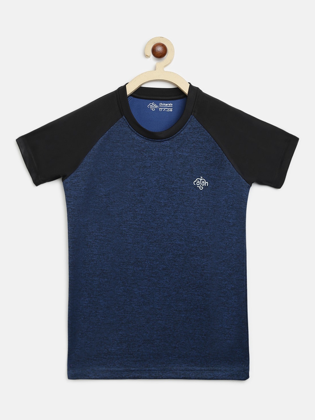 

CHIMPRALA Girls Navy Blue Solid Round Neck T-shirt