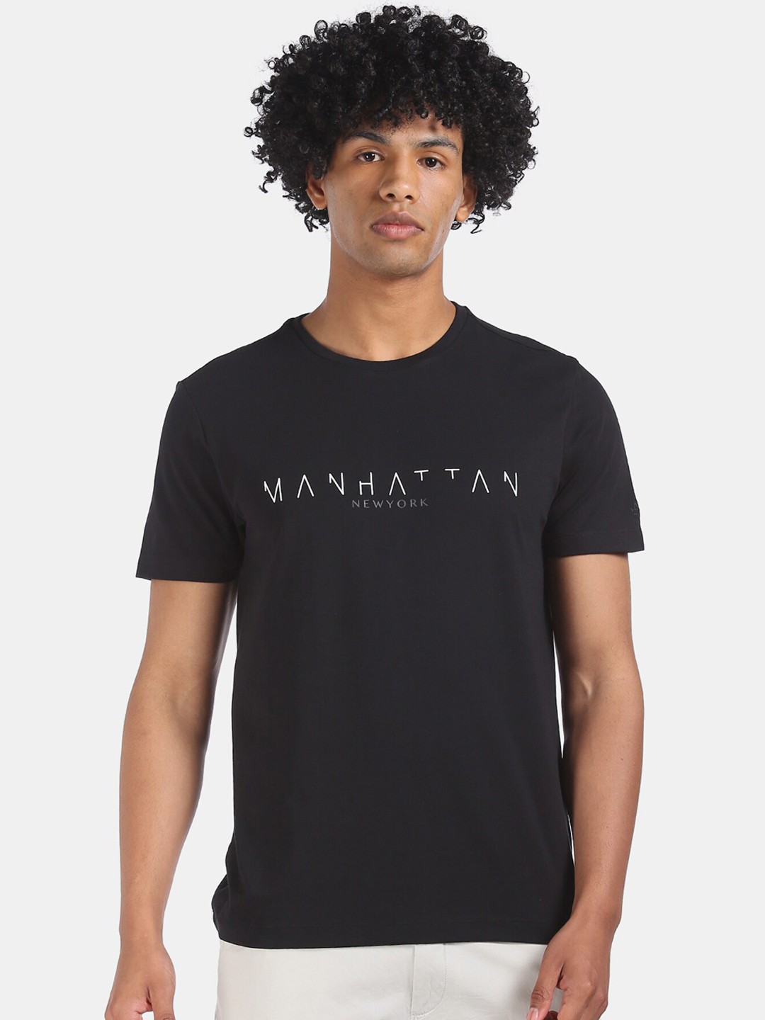 

Arrow New York Men Black Printed Round Neck T-shirt