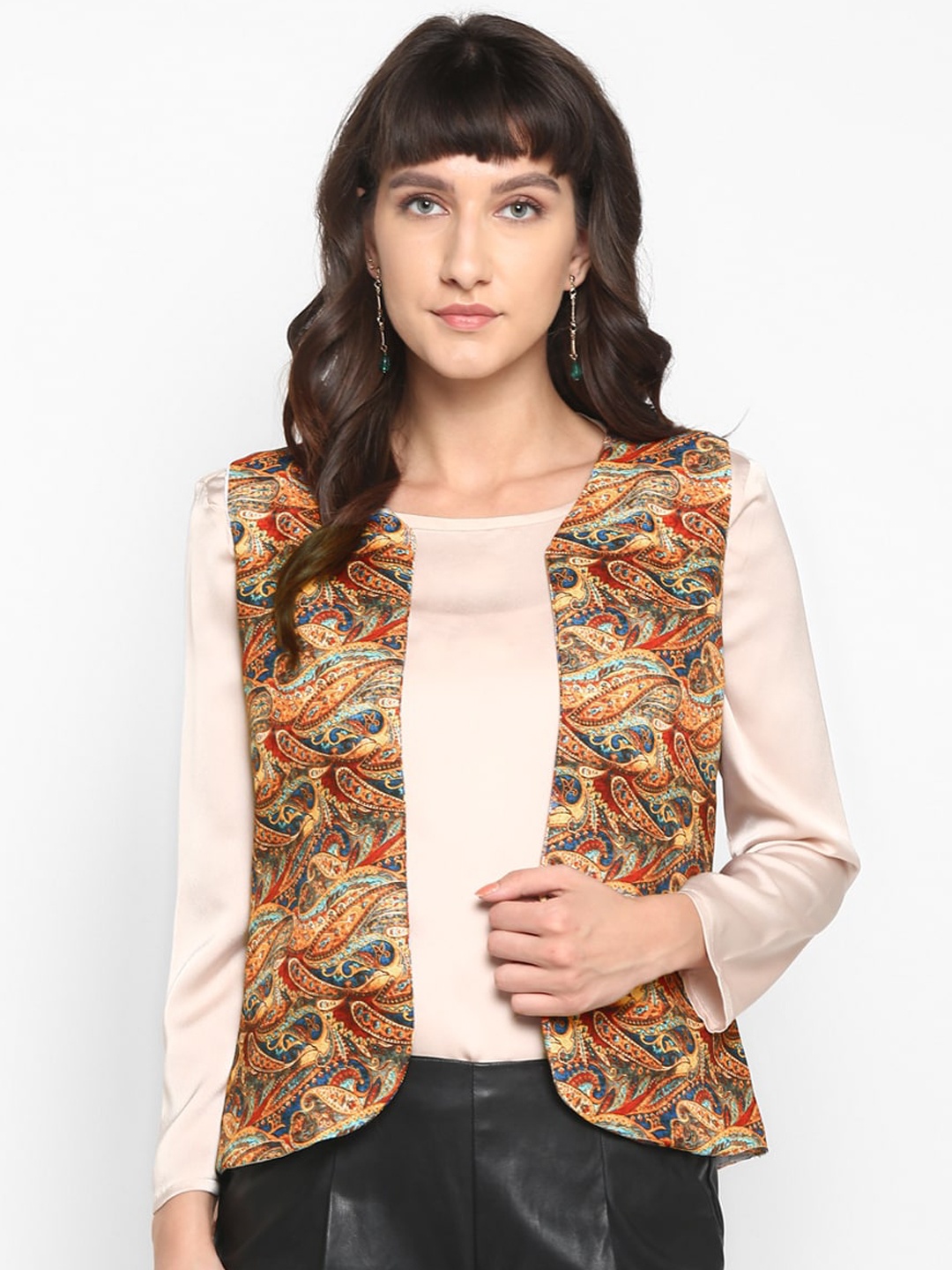 

Hangup Ethnic Motifs Print Open-Front Shrug, Multi