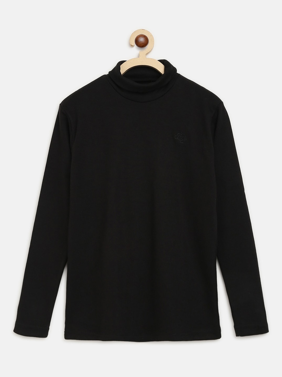 CHIMPRALA Girls Black Solid Turtle Neck T-shirt