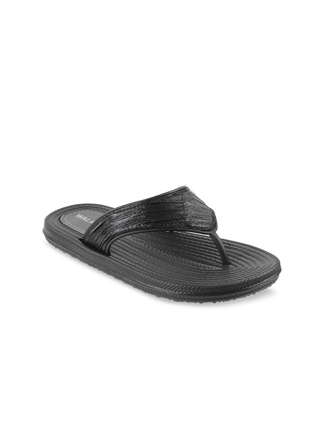 

WALKWAY by Metro Women Black Textured Open Toe Flats