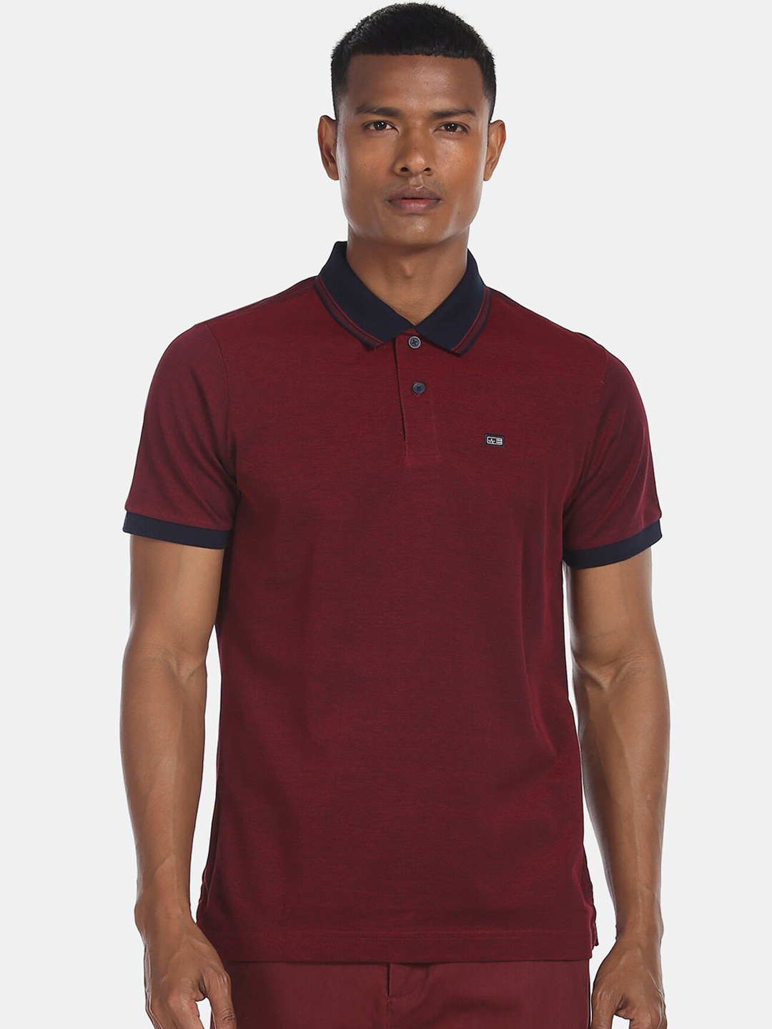 

Arrow Sport Men Red Solid Polo Collar Cotton T-shirt