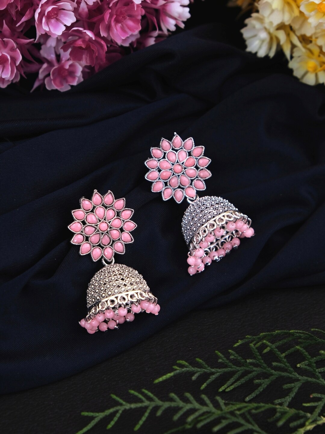 

Crunchy Fashion Pink Contemporary Jhumkas
