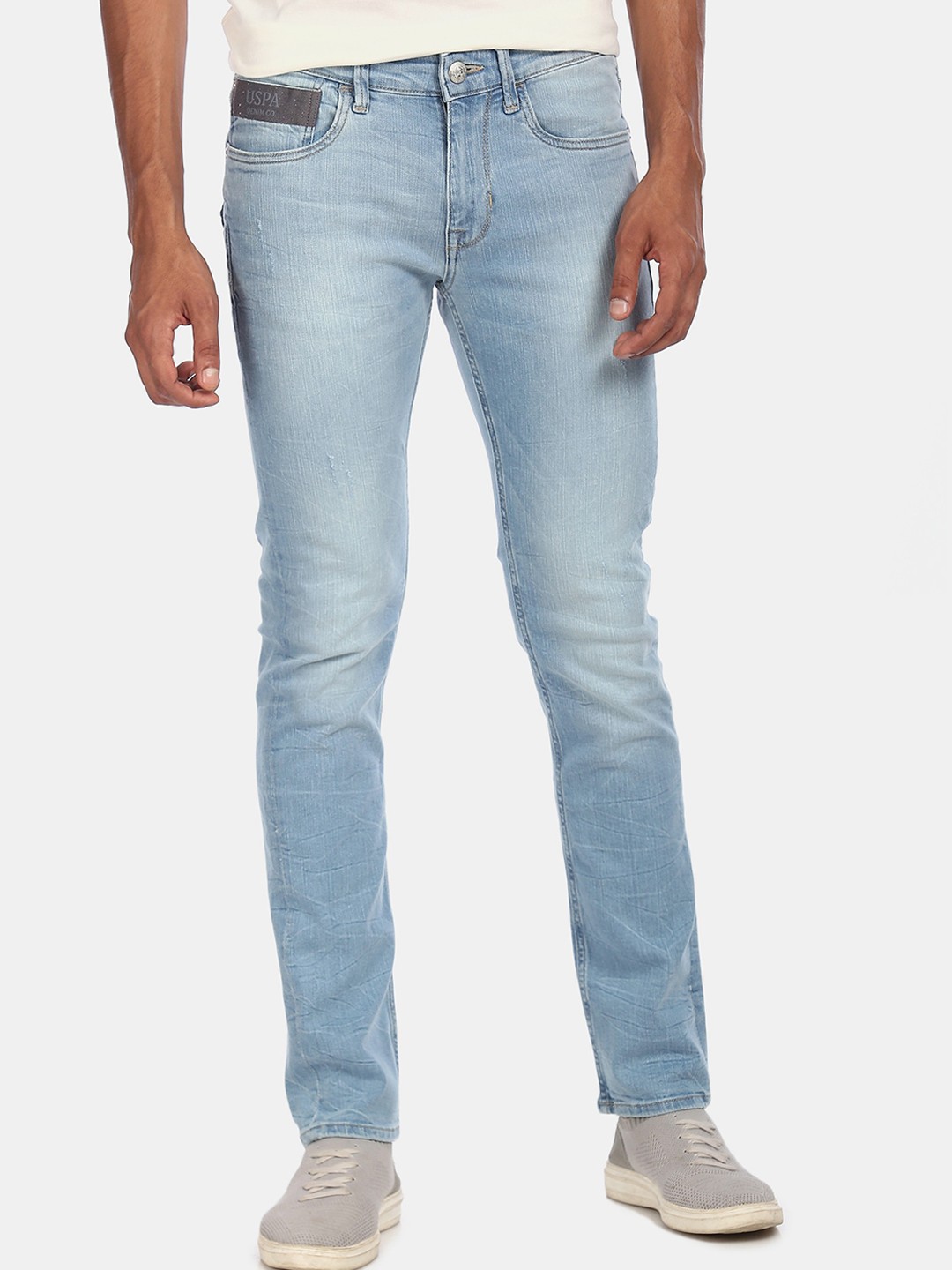 

U.S. Polo Assn. Denim Co. Men Blue Slim Fit Mildly Distressed Heavy Fade Jeans