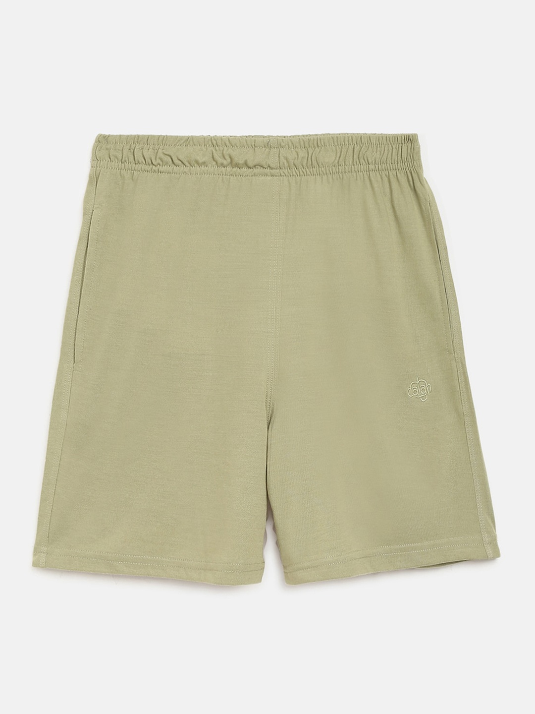 CHIMPRALA Girls Green Cotton Solid Regular Fit Shorts