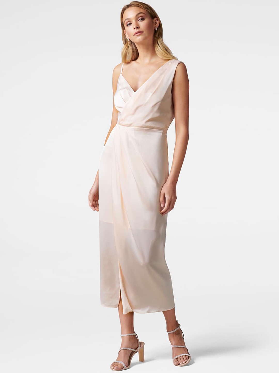 

Forever New Women Pink Solid Wrap Dress