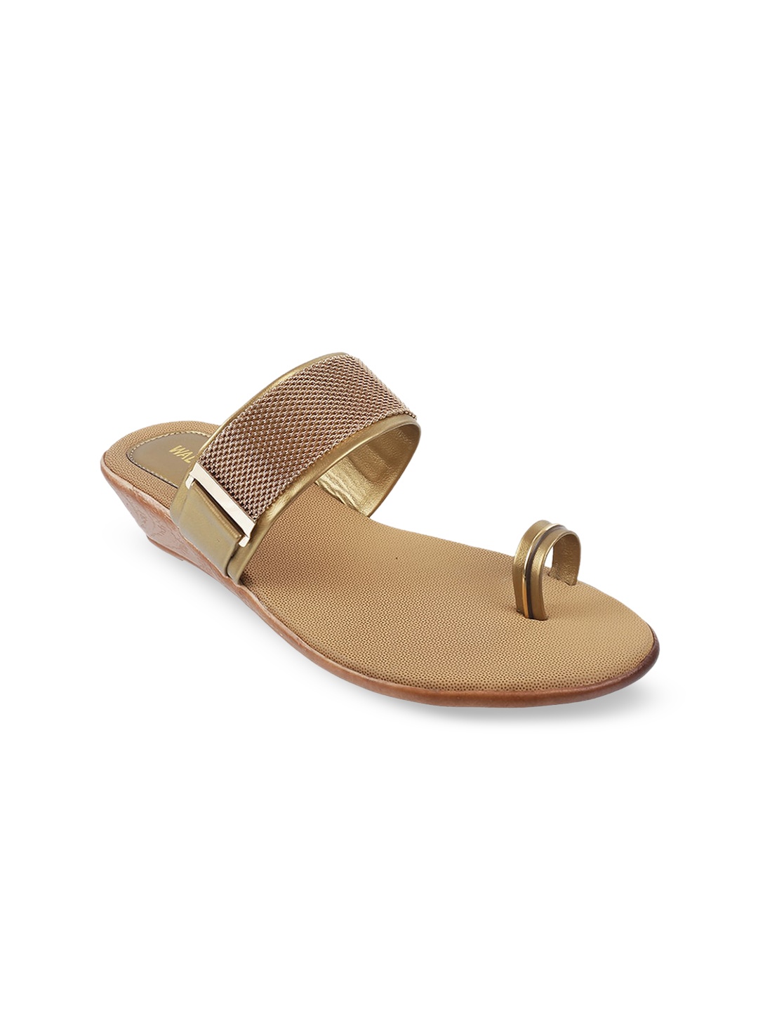 

WALKWAY by Metro Women Gold-Toned & Rose Gold-Toned Embellished One Toe Wedges