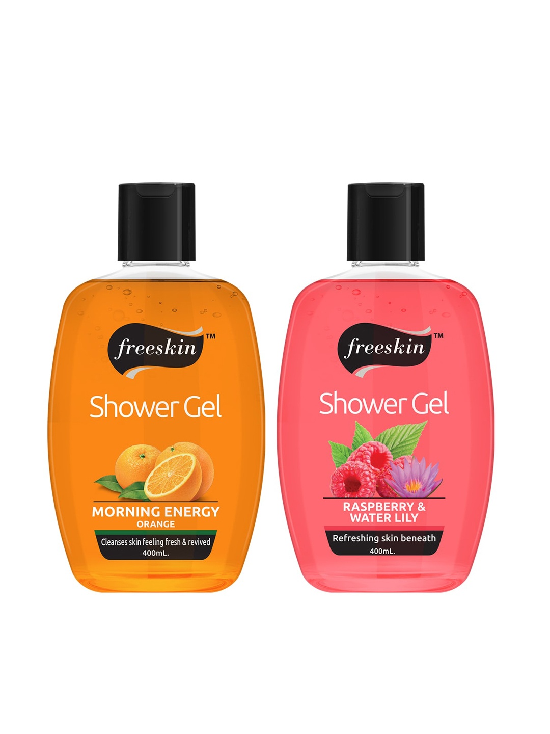 

Freeskin Unisex Pack of 2 Orange & Raspberry Shower Gel 400 ml, Multi