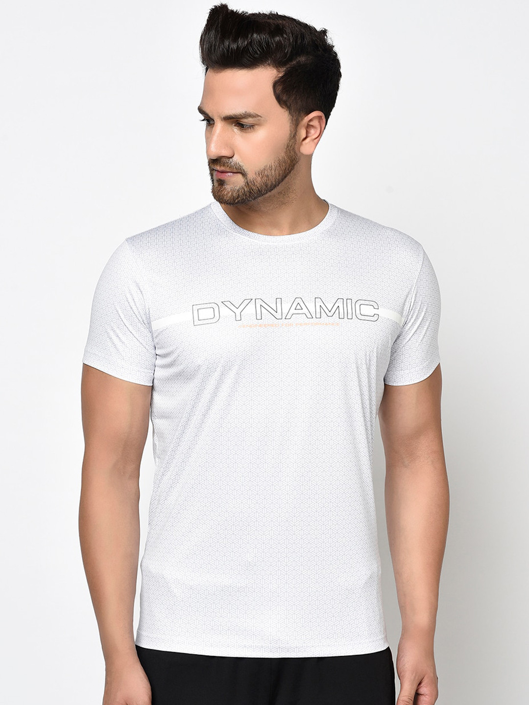 

Octave Men White Printed Round Neck T-shirt