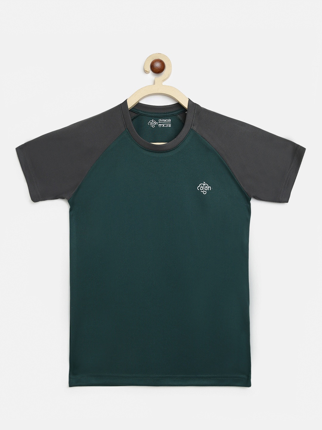 

CHIMPRALA Girls Green Solid Round Neck T-shirt