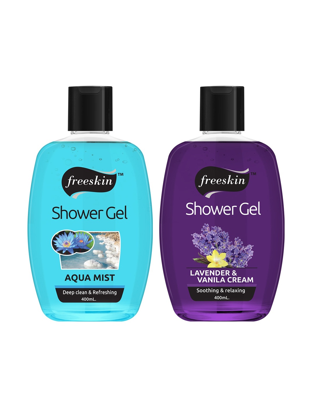 

Freeskin Unisex Pack of 2 Aqua Mist & Lavender Shower Gel 400 ml, Multi