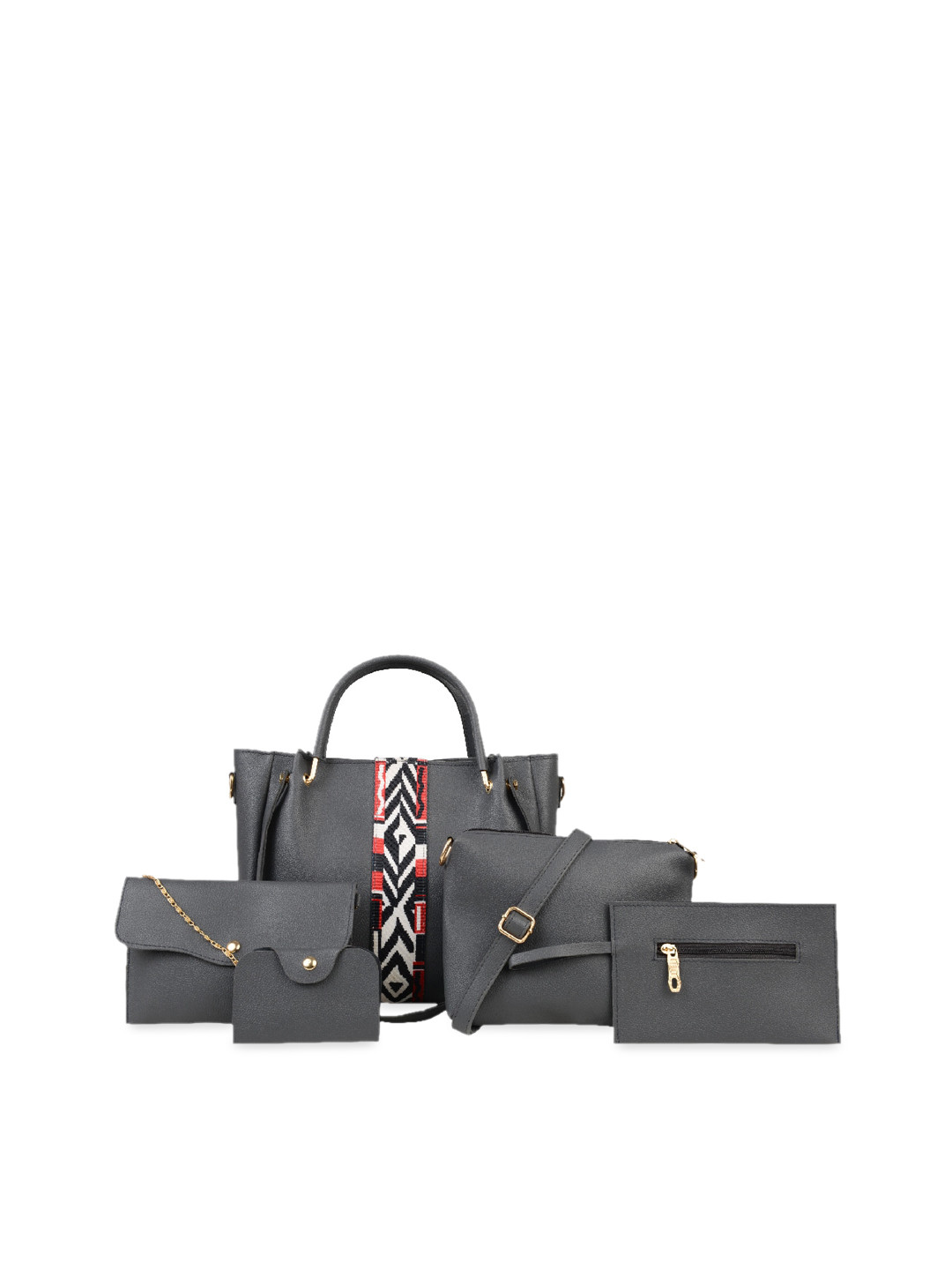 

Vivinkaa Pack of 5 Grey Self Design Handbags