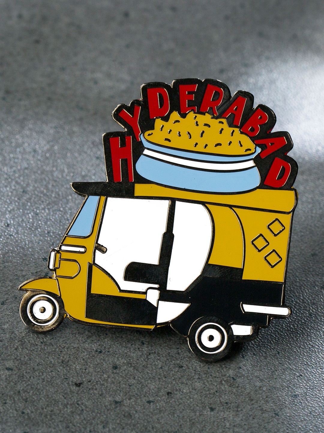 

Bigsmall Yellow & Black Indian City Hyderabad Fridge Magnet