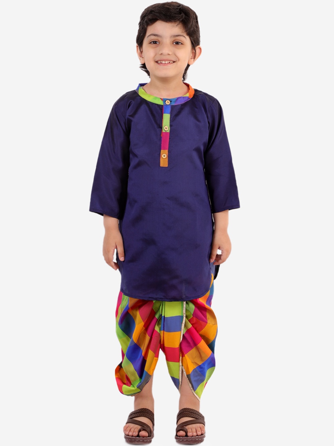 

Chipbeys Boys Blue Solid Top with Dhoti Pants