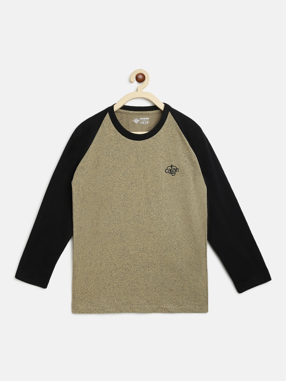 

CHIMPRALA Girls Beige Solid Round Neck T-shirt