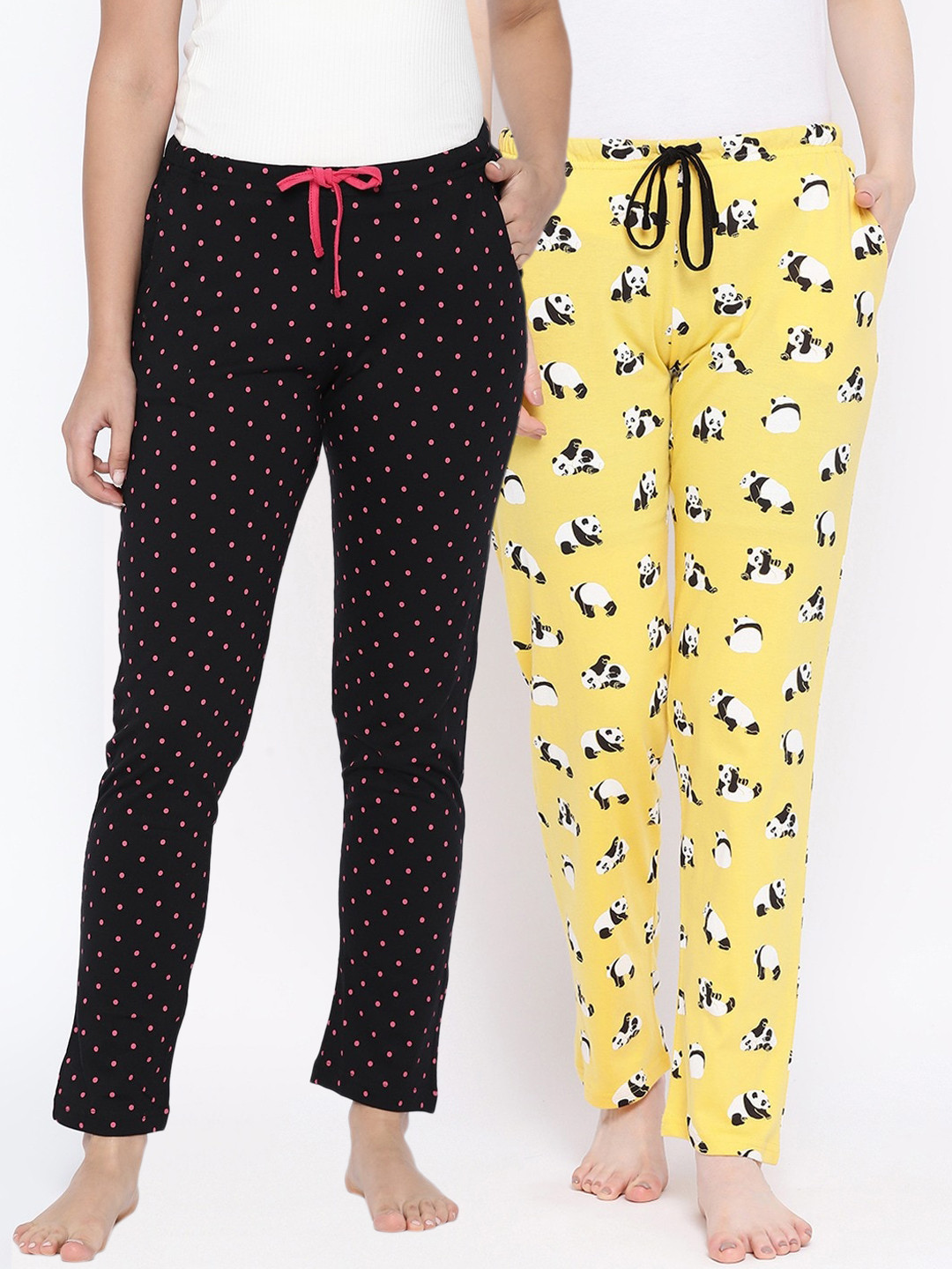 

Kanvin Women Pack Of 2 Printed Lounge Pants, Yellow
