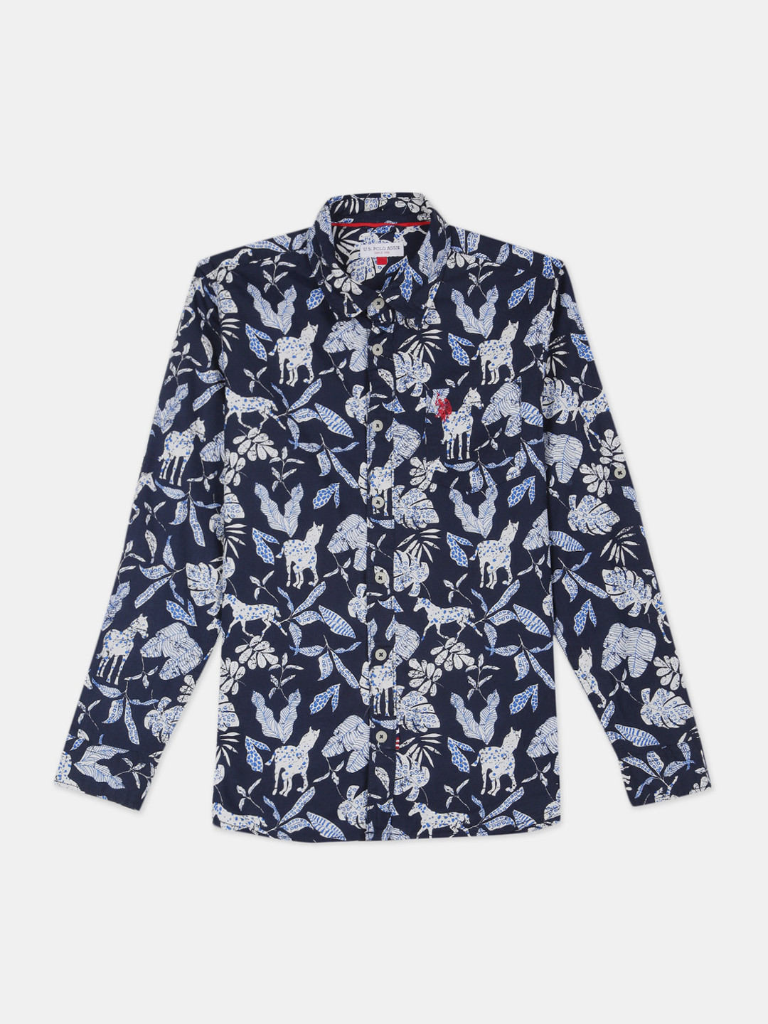

U.S. Polo Assn. Kids Boys Blue Regular Fit Printed Casual Shirt