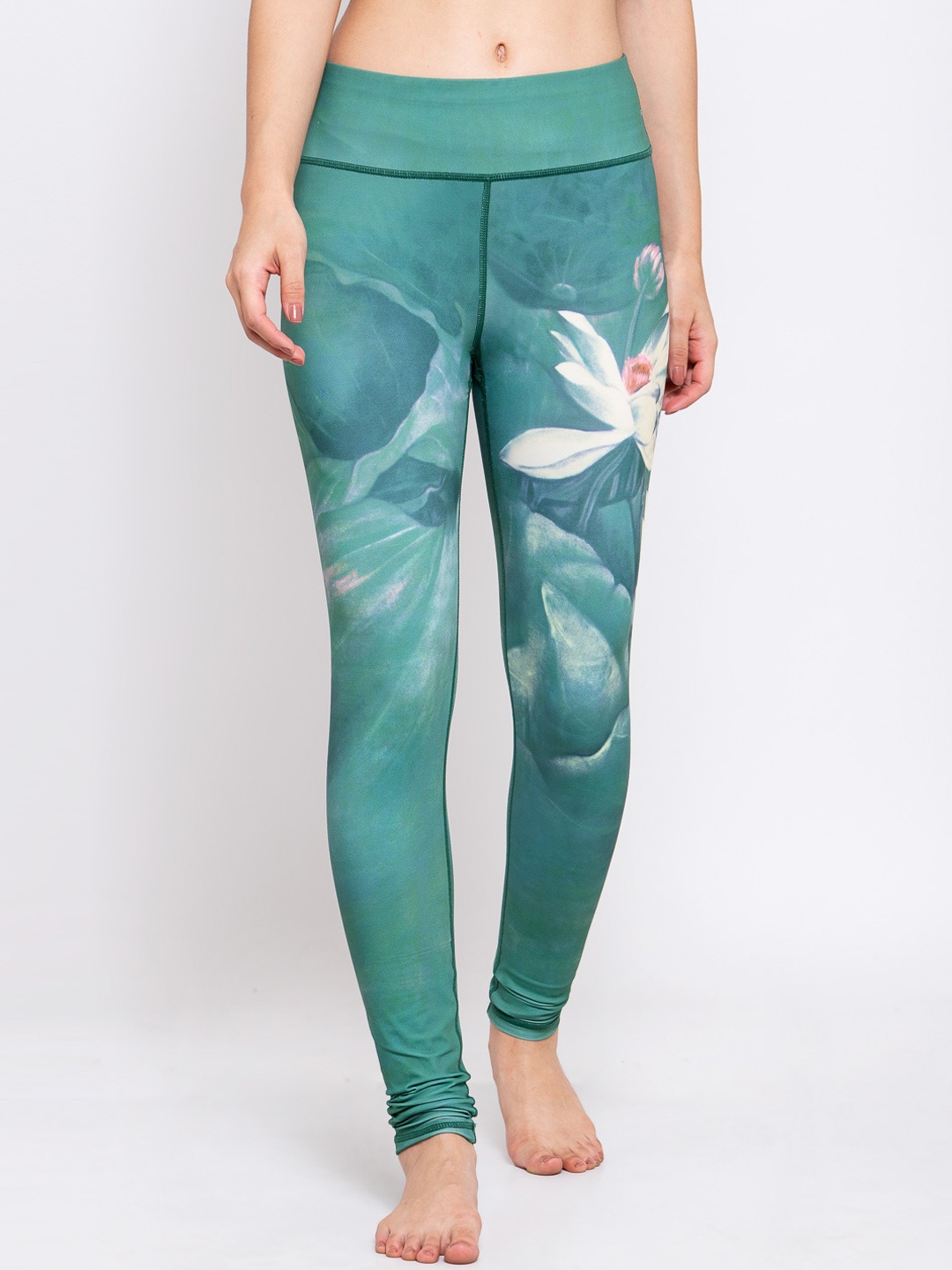 

iki chic Women Sea Green & White Printed Seamless Lounge Pants
