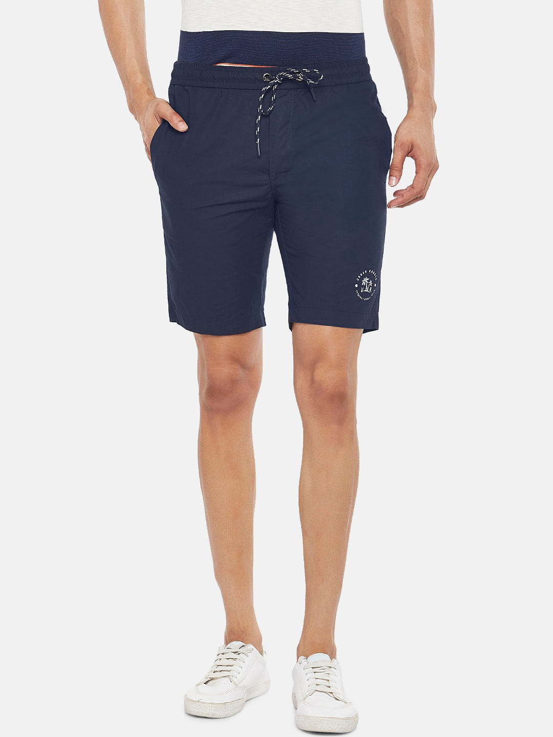 

Urban Ranger by pantaloons Men Navy Blue Solid Slim Fit Regular Shorts