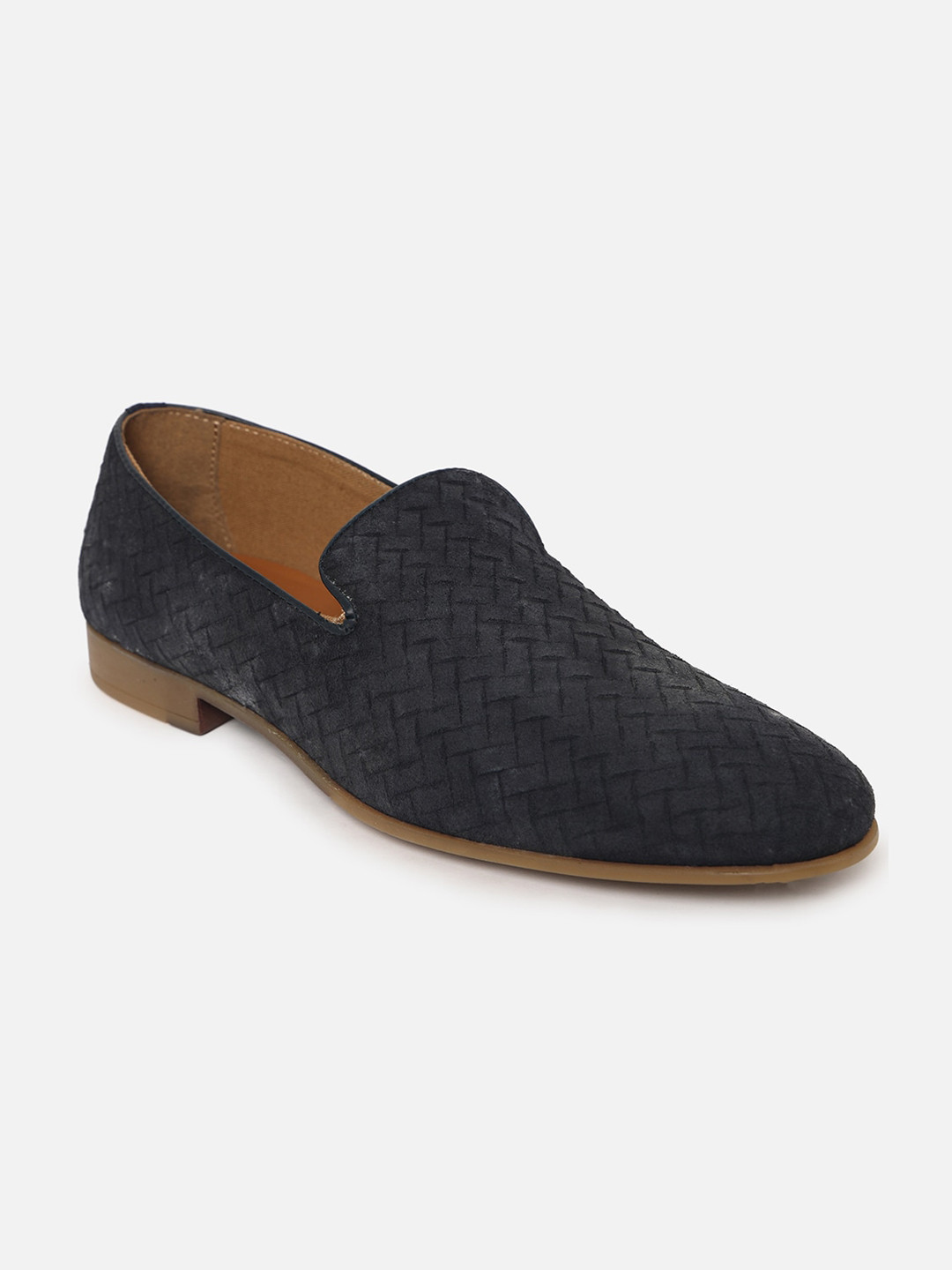 

ALDO Men Navy Blue Woven Design Leather Loafers