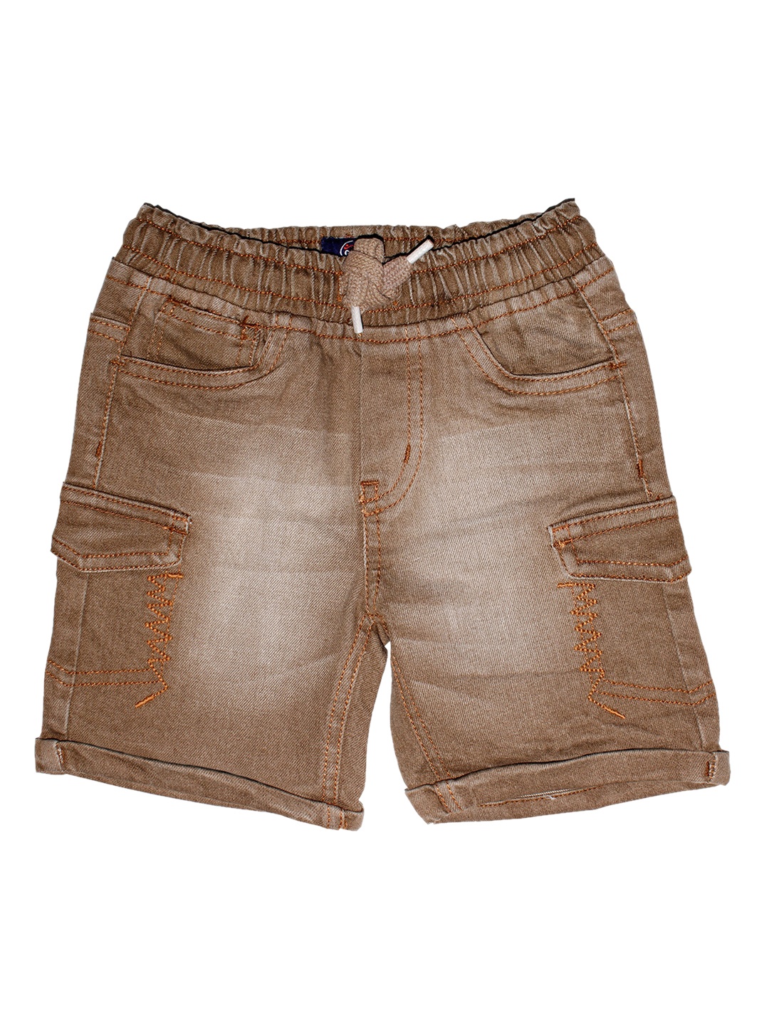 

KiddoPanti Boys Brown Washed Regular Fit Denim Shorts