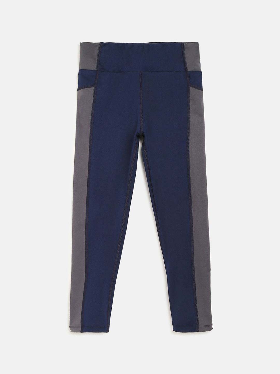 

CHIMPRALA Girls Navy Blue & Grey Solid Sports Tights