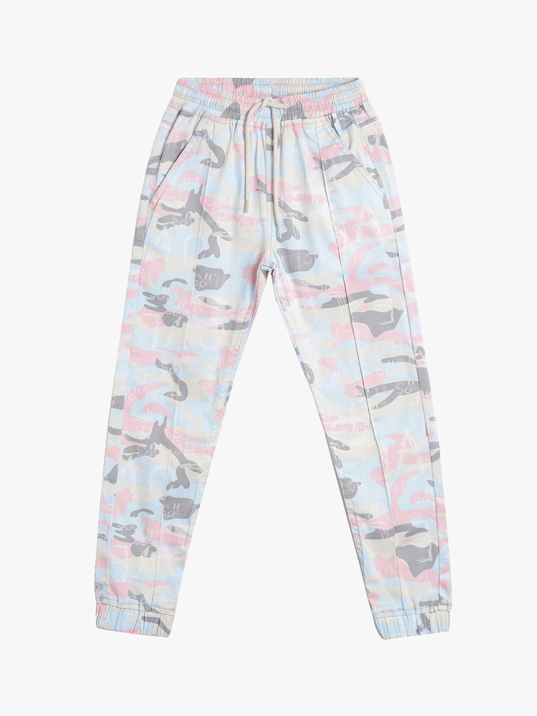 

TALES & STORIES Girls Blue & Pink Regular Fit Printed Joggers