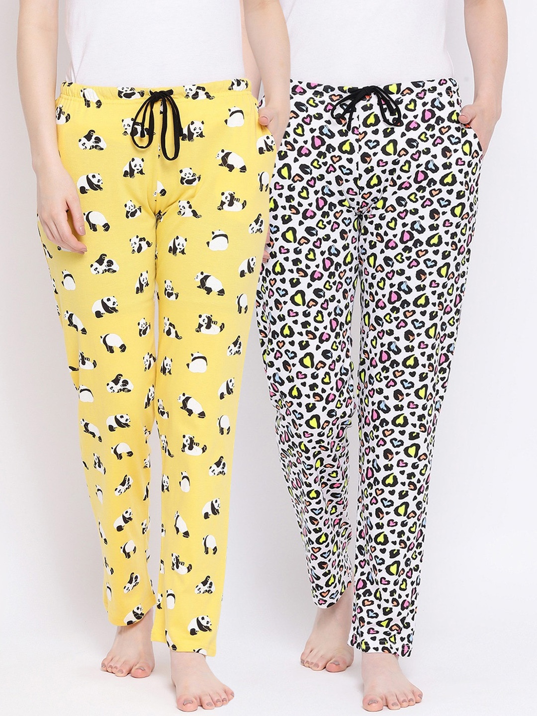 

Kanvin Women Pack Of 2 Printed Lounge Pants, Yellow