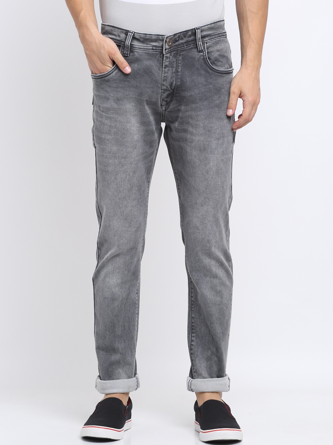 

Rodamo Men Grey Slim Fit Mid-Rise Clean Look Stretchable Jeans