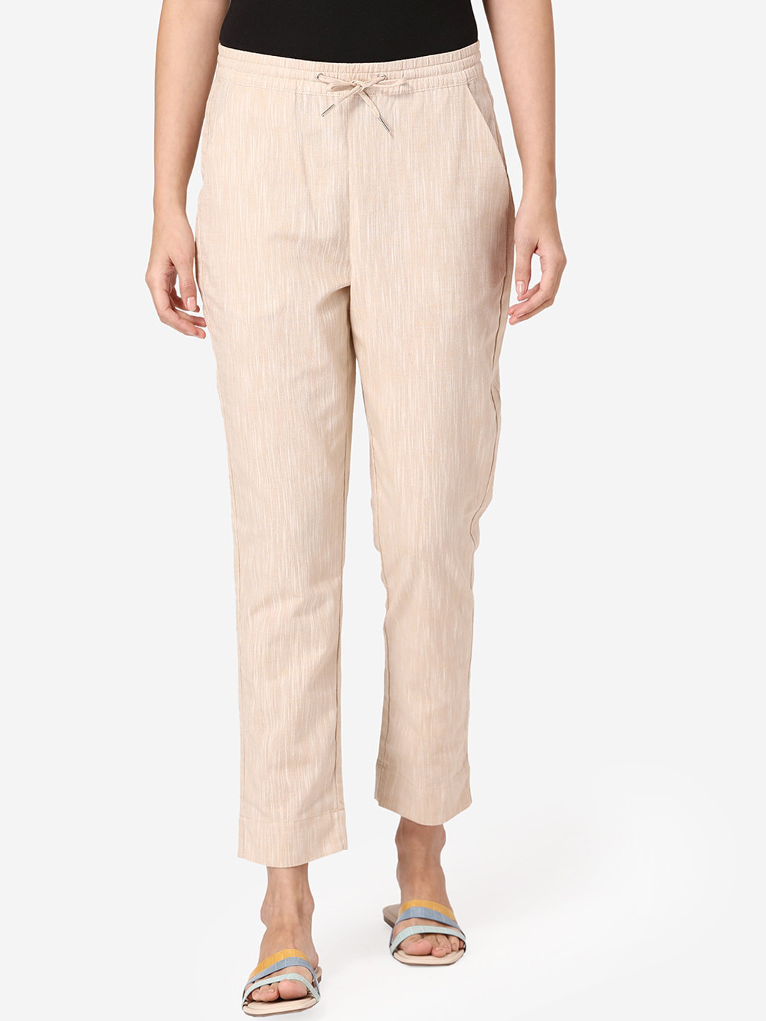 

Mode by Red Tape Women Beige Smart Straight Fit Solid Cigarette Trousers