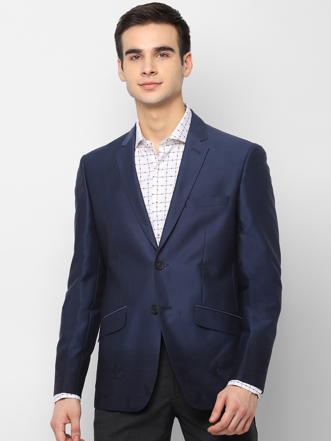 

SIMON CARTER LONDON Men Navy Blue Solid Slim-Fit Single-Breasted Formal Blazer