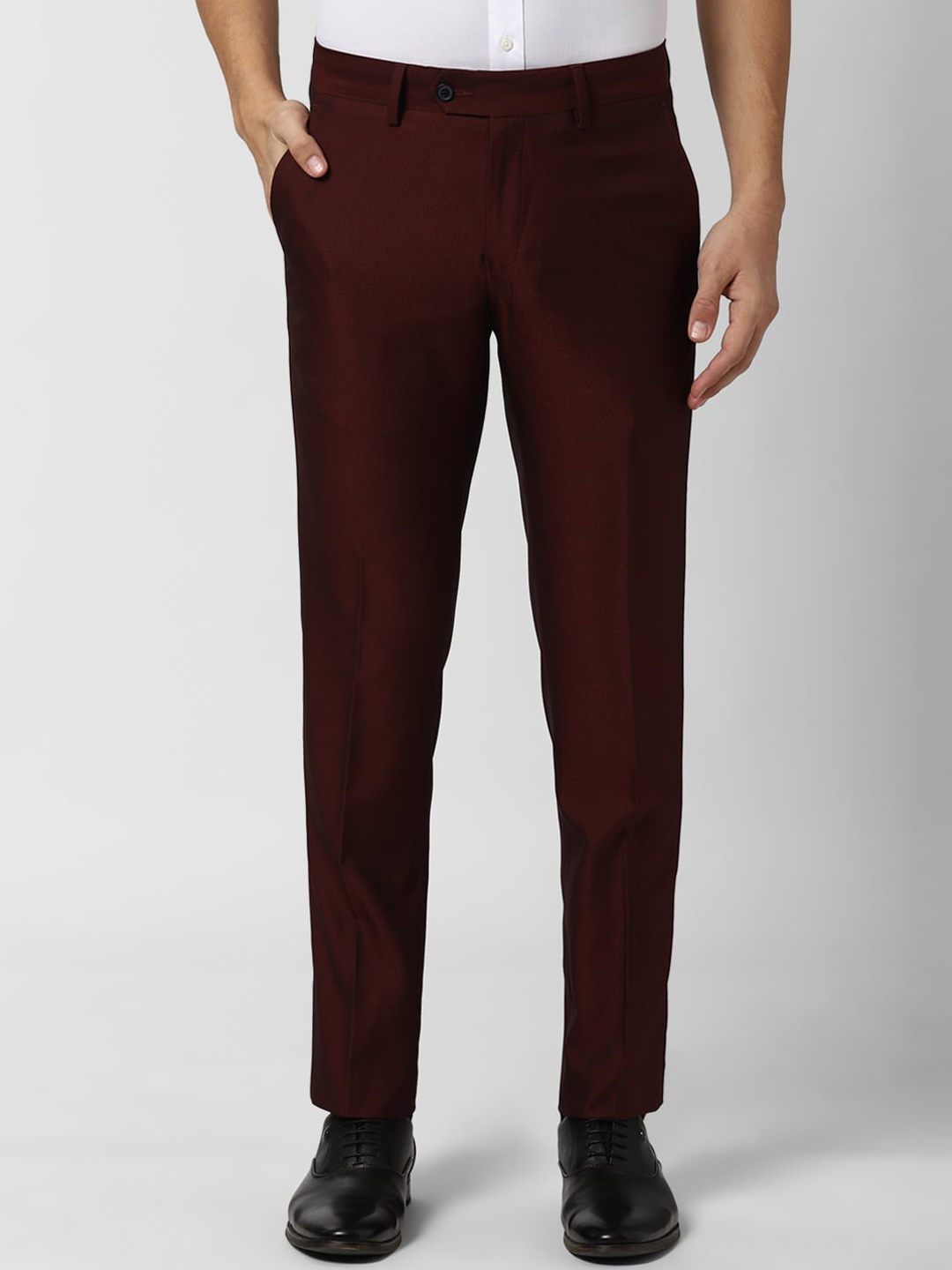 

Peter England Elite Men Maroon Slim Fit Solid Formal Trousers