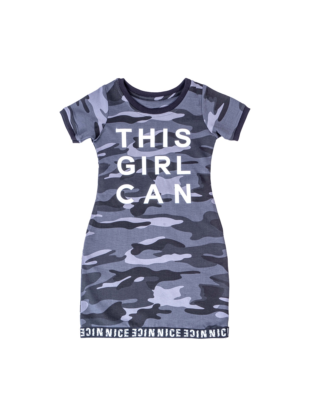 

Hunny Bunny Girls Grey & Black Camouflage Printed T-shirt Dress