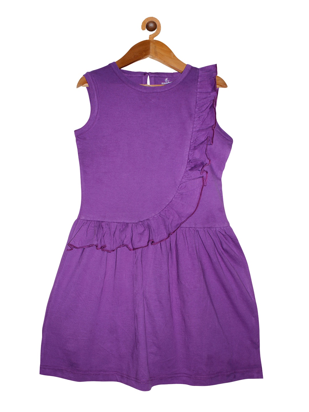 

KiddoPanti Girls Purple Solid Peplum Dress