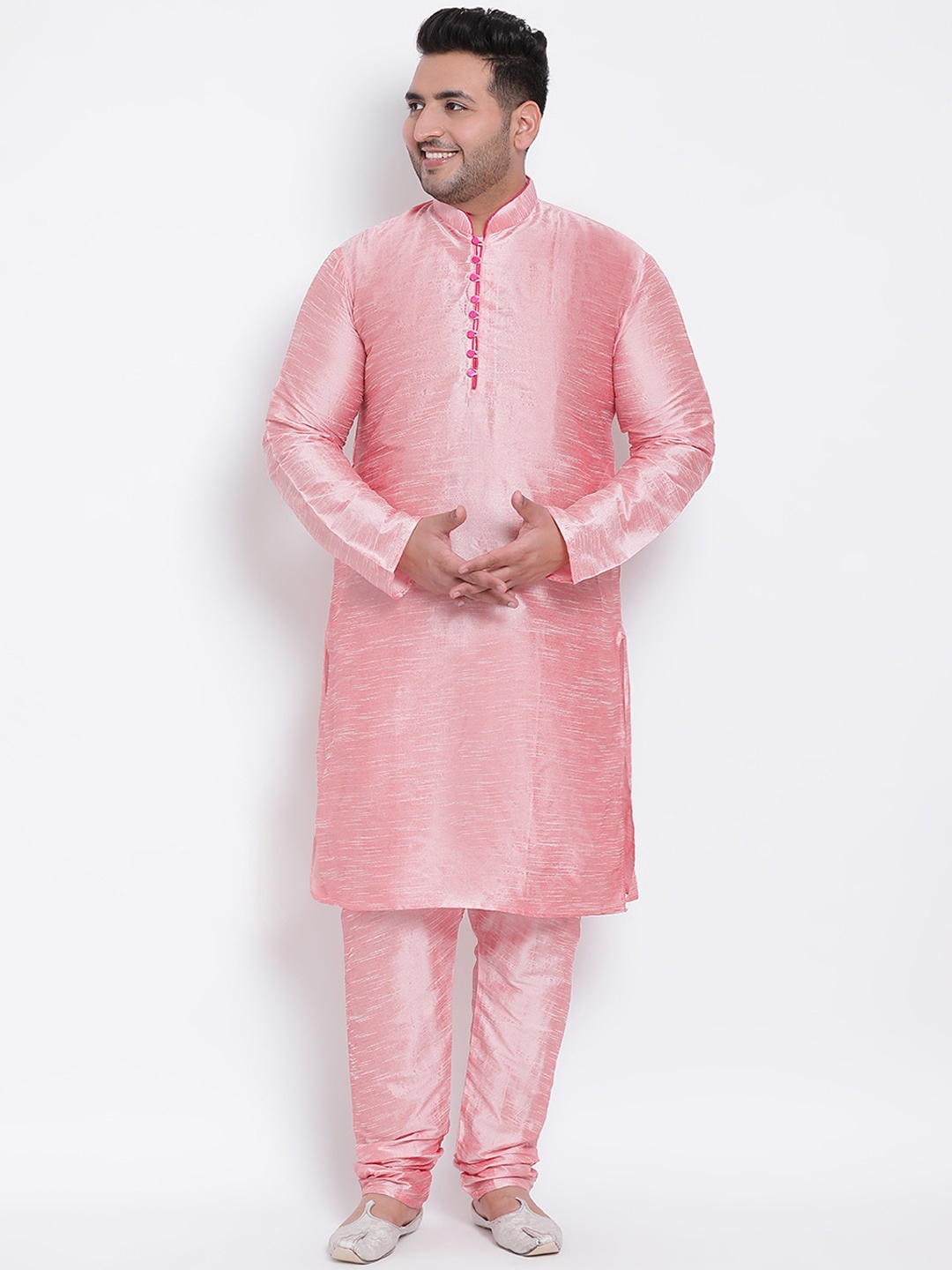 

Hangup Men Pink Solid Kurta with Churidar