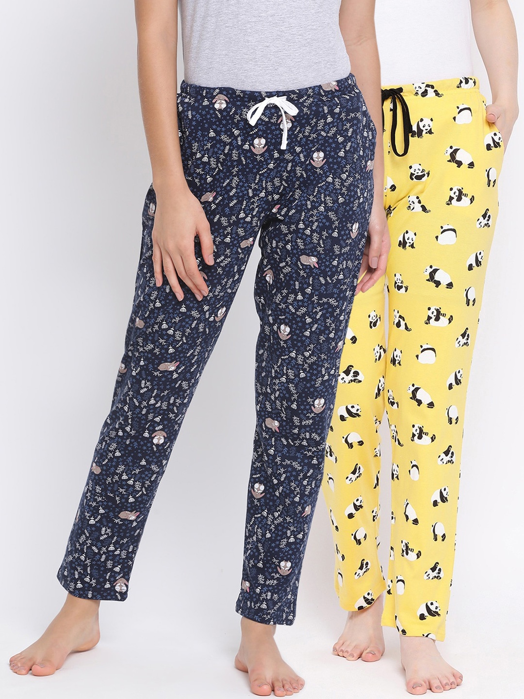

Kanvin Women Pack Of 2 Printed Lounge Pants, Yellow