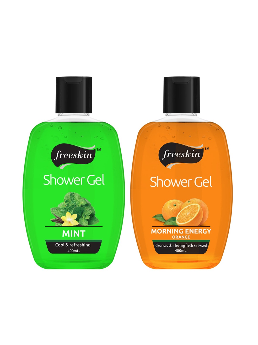 

Freeskin Unisex Pack of 2 Mint & Orange Shower Gel 400 ml, Multi