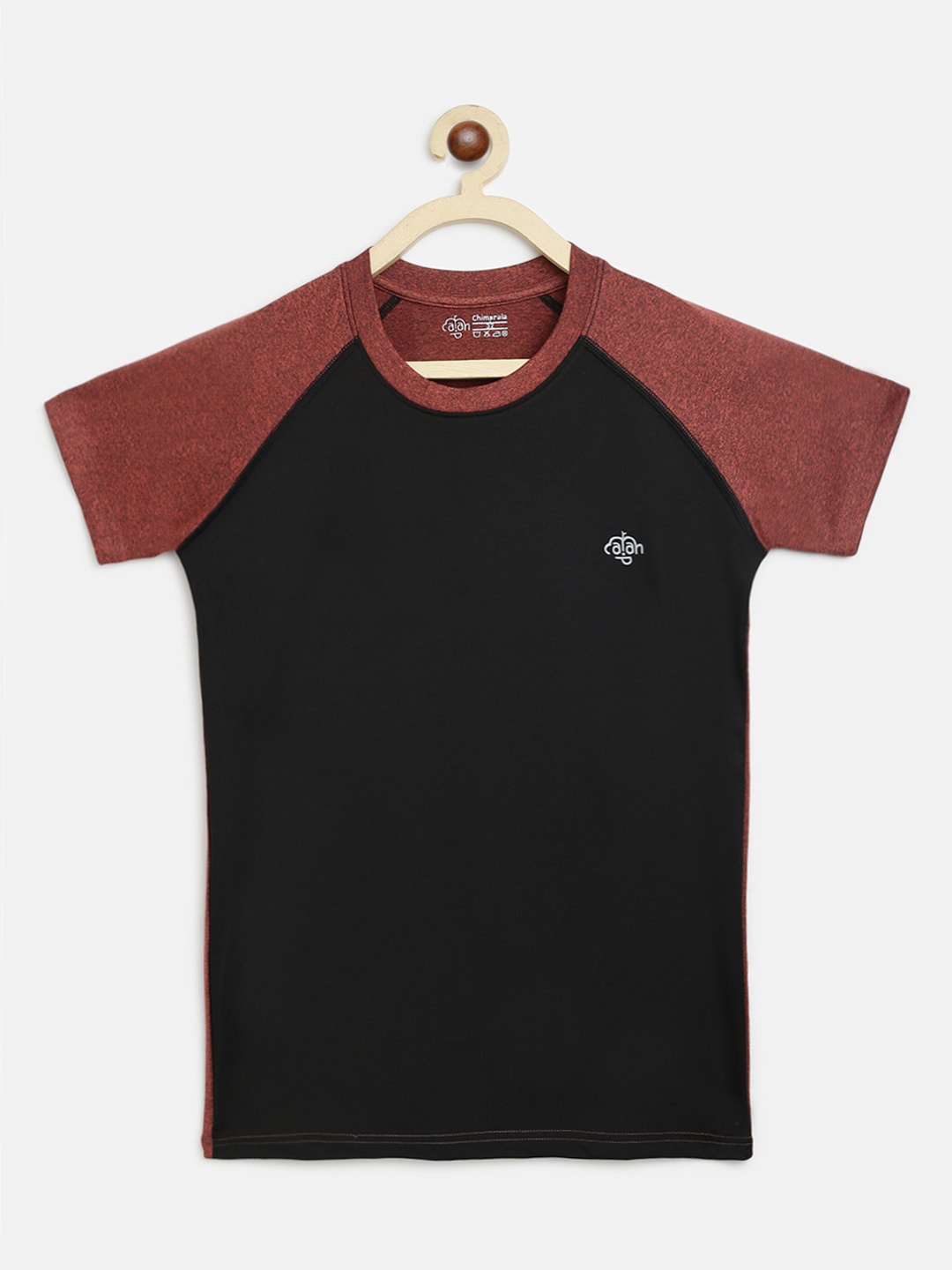

CHIMPRALA Girls Black & Maroon Solid Round Neck T-shirt