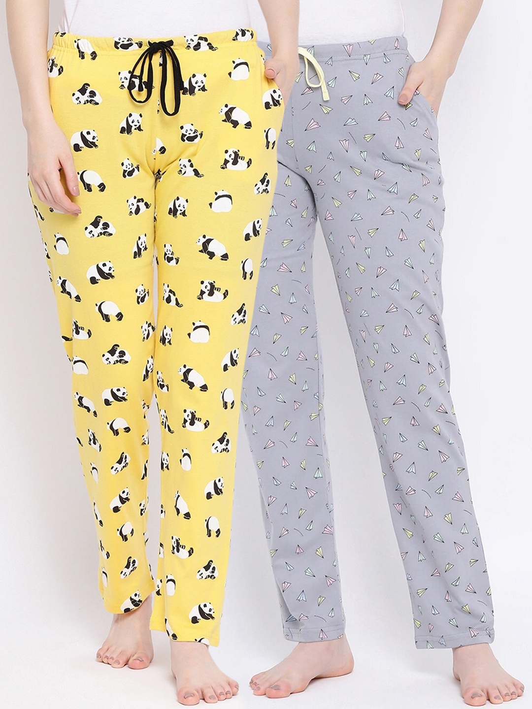

Kanvin Women Yellow & Black Printed Lounge Pants