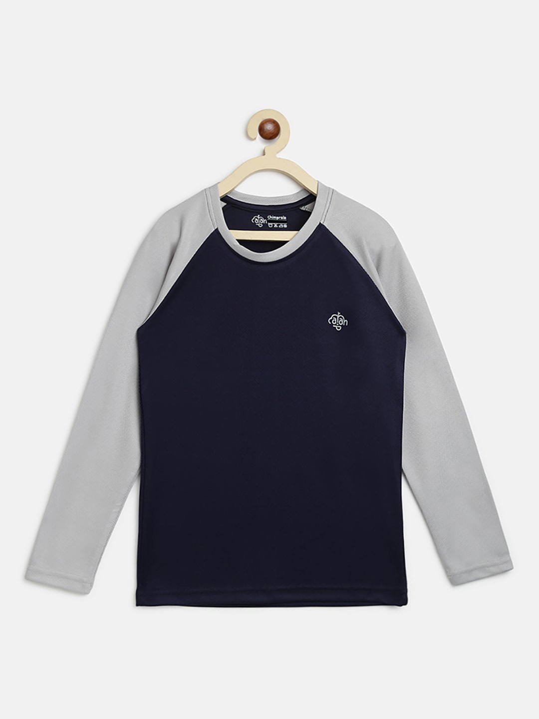 

CHIMPRALA Girls Navy Blue & Grey Colourblocked T-shirt