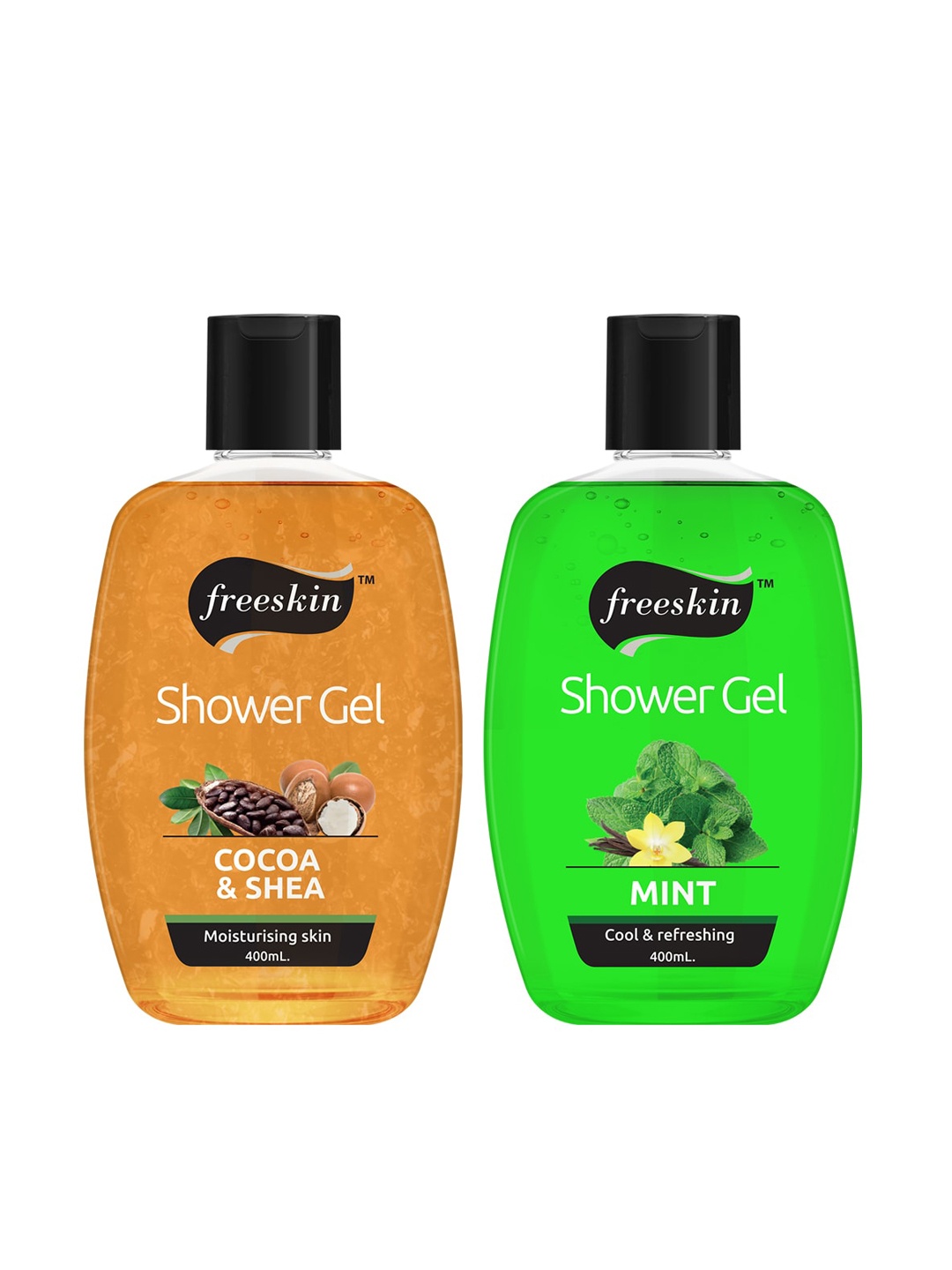 

Freeskin Unisex Pack of 2 Cocoa Shea & Mint Shower Gel 400 ml, Multi