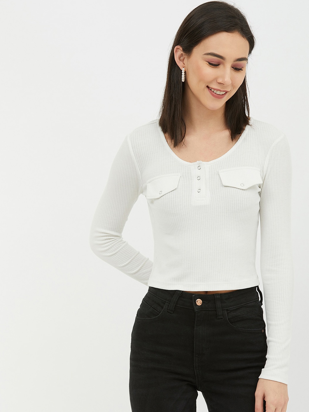 

Harpa White Knitted Regular Top