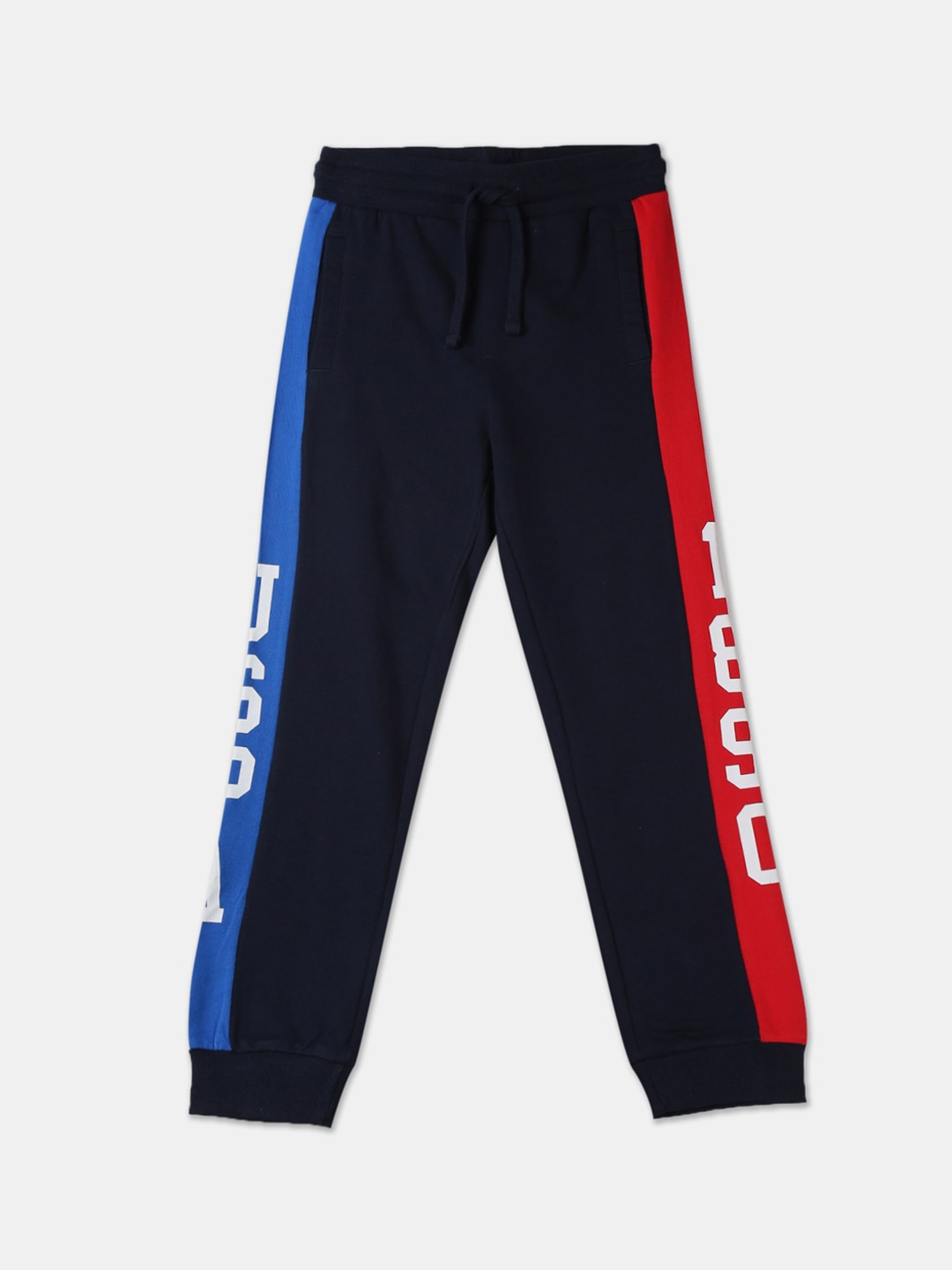 

U.S. Polo Assn. Kids Infant Boys Navy Blue Colourblocked Straight-Fit Joggers