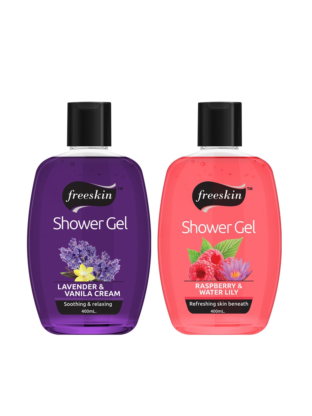 

Freeskin Unisex Pack of 2 Lavender & Raspberry Shower Gel 400 ml, Multi