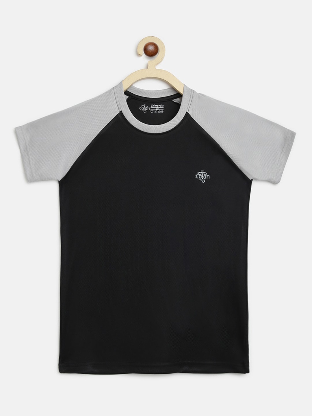 

CHIMPRALA Girls Grey Colourblocked Round Neck T-shirt