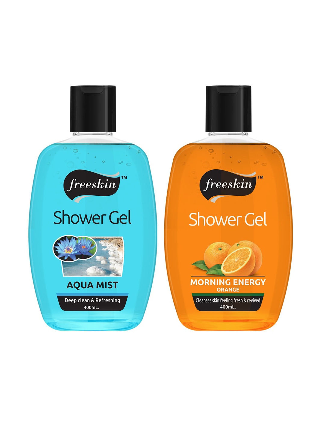 

Freeskin Unisex Pack of 2 Aqua Mist & Orange Shower Gel 400 ml, Multi